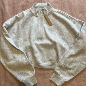SKIMS Light Gray Quarter-Zip Sweatshirt